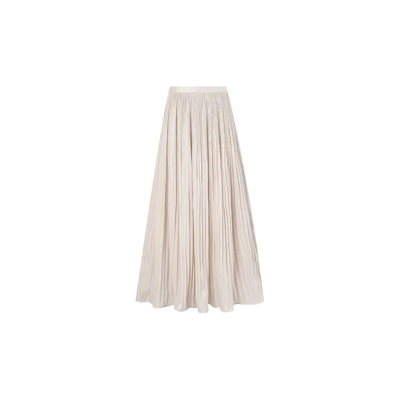 【流动月光】2025年法式夏季仙气人鱼姬百褶A字高腰百搭半身裙女