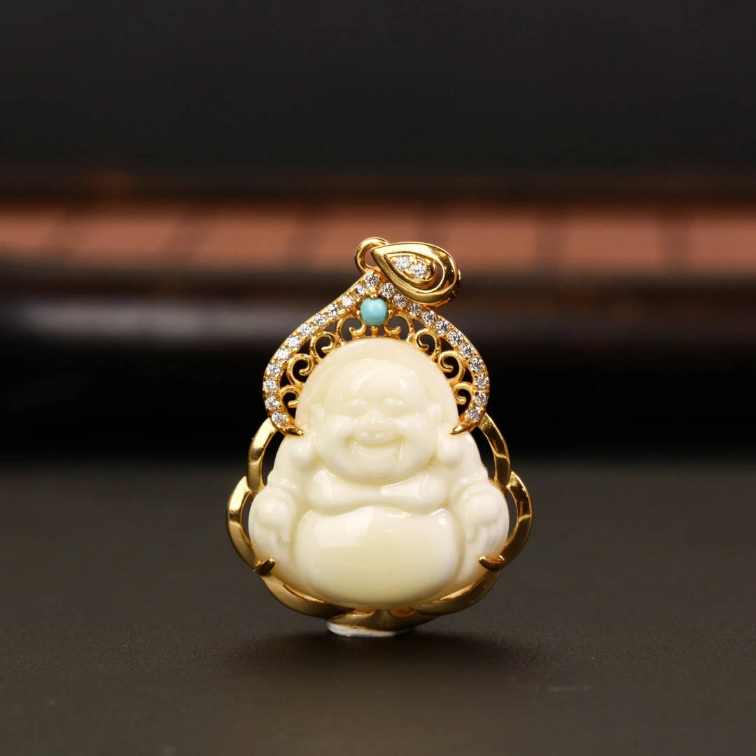 925银⽩蜡弥勒佛吊坠LCXCC0103576