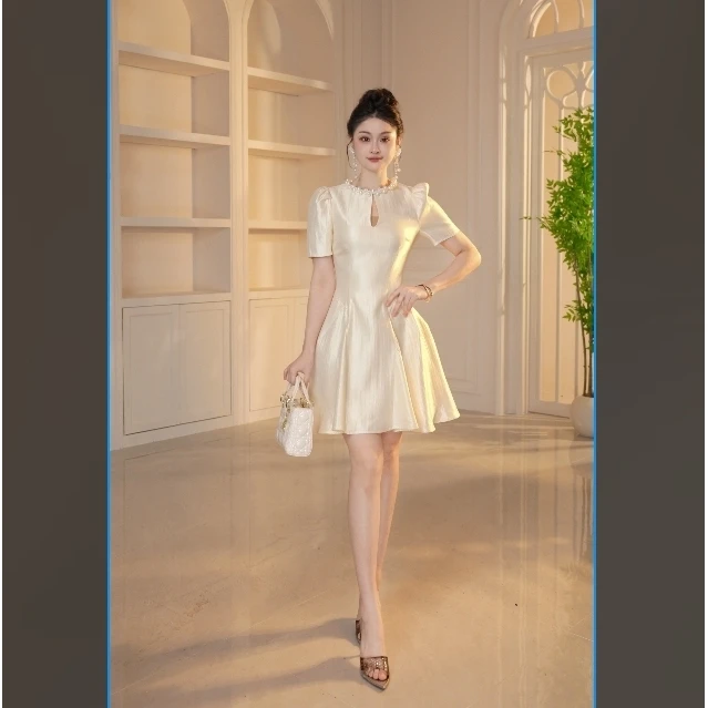 【显瘦定制】新款气质连衣裙赫本风时尚法式连衣裙80196