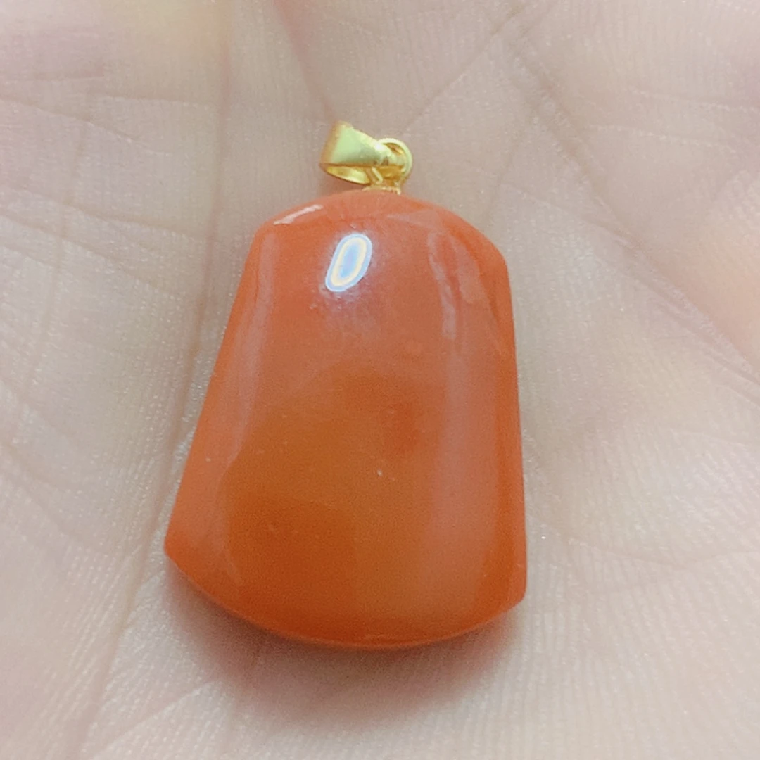 南红玛瑙银S925镶嵌吊坠(不含链)