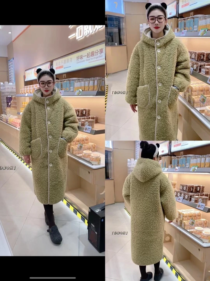 大萌家冬款外穿家居服毛毛长袍