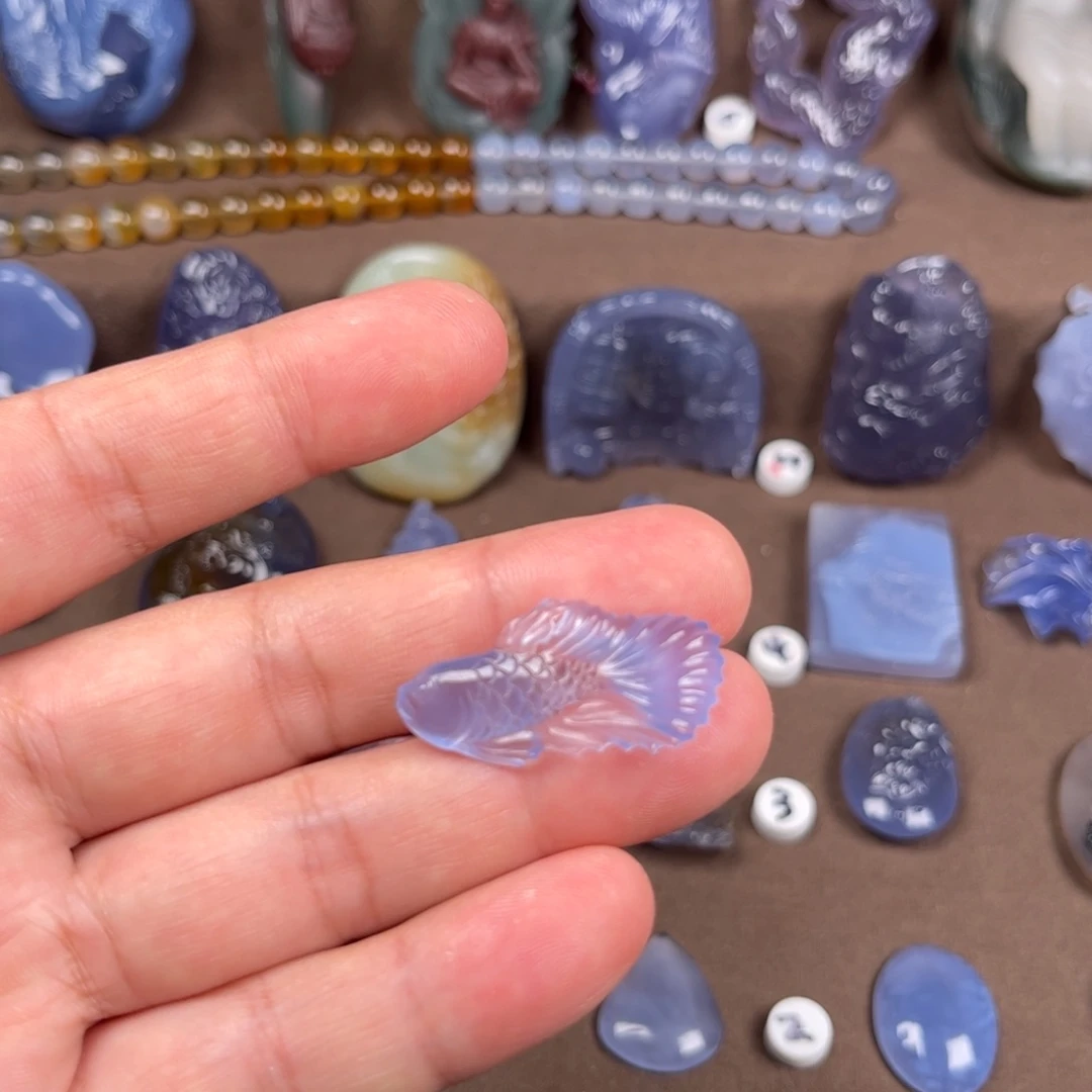 玛瑙/玉髓颈饰未镶嵌蓝玛瑙斗鱼