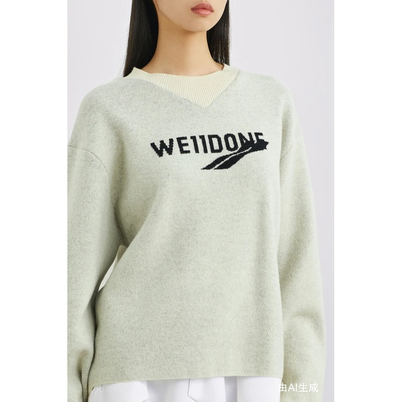 WE11DONE秋冬女提花针织羊毛毛衣