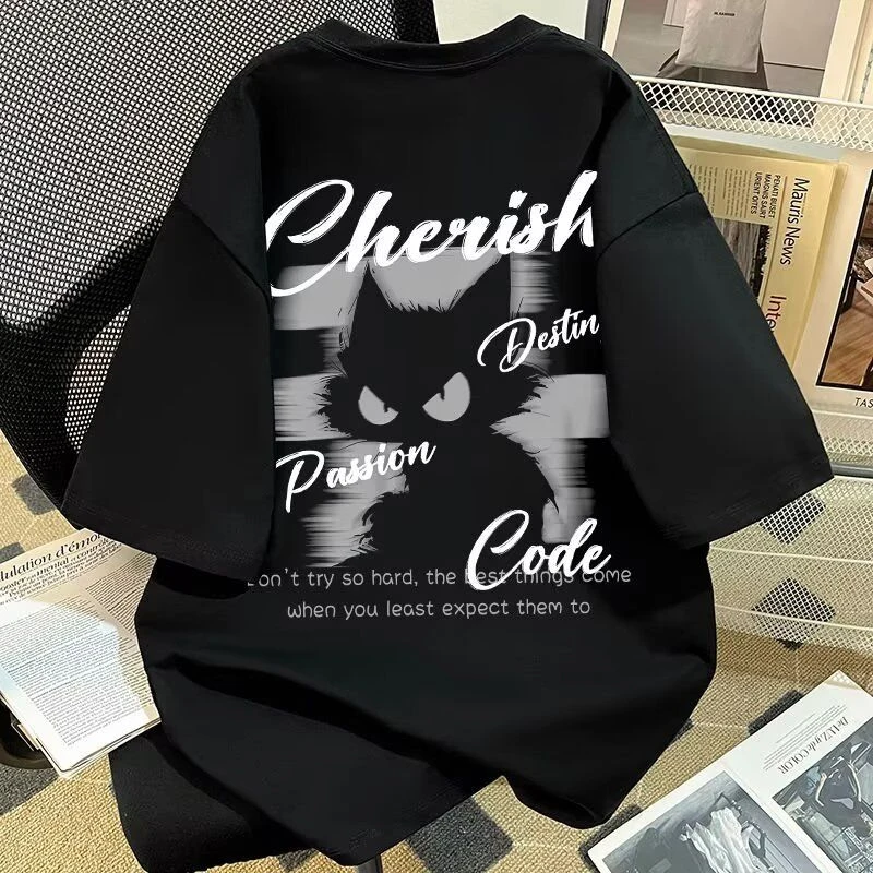 港风复古chic街头重磅纯棉短袖t恤男女夏季oversize宽松个性半袖