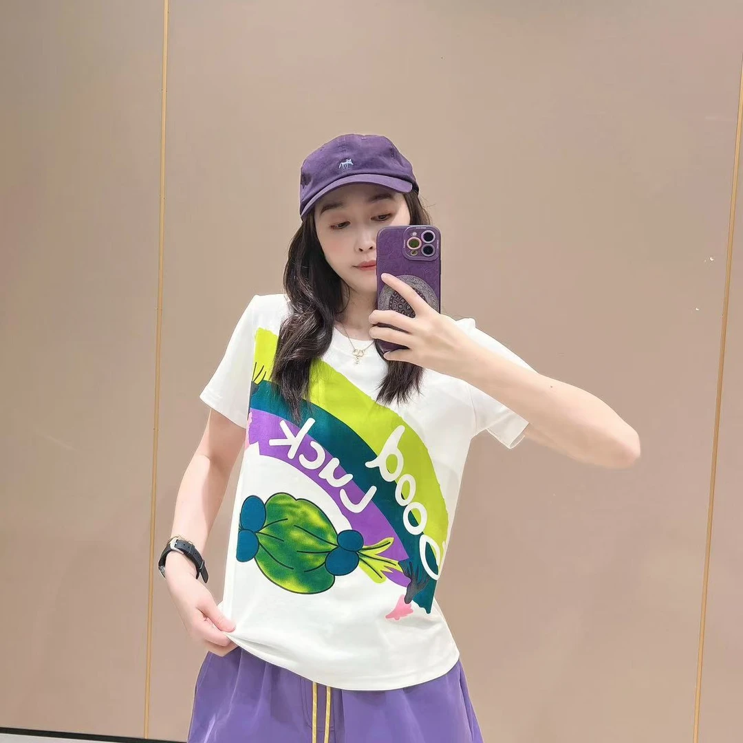 新款宽松版型创意短袖506261显瘦洋气时尚百搭休闲体恤半袖圆领