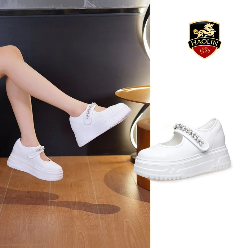 豪麟名鞋迪嘉女装厚底圆头时尚玛丽珍鞋牛皮革DJJGA42WX016