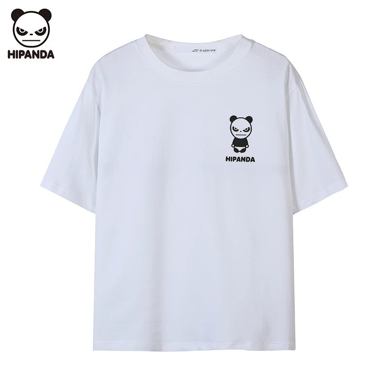 Hi Panda圆领短袖夏季爆款全棉经典熊猫印花宽松百搭时髦落肩T恤