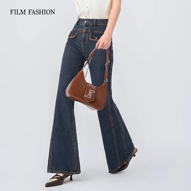 一电影一时装夏季新款复古经典牛仔裤喇叭裤长裤气质士FFSK123280