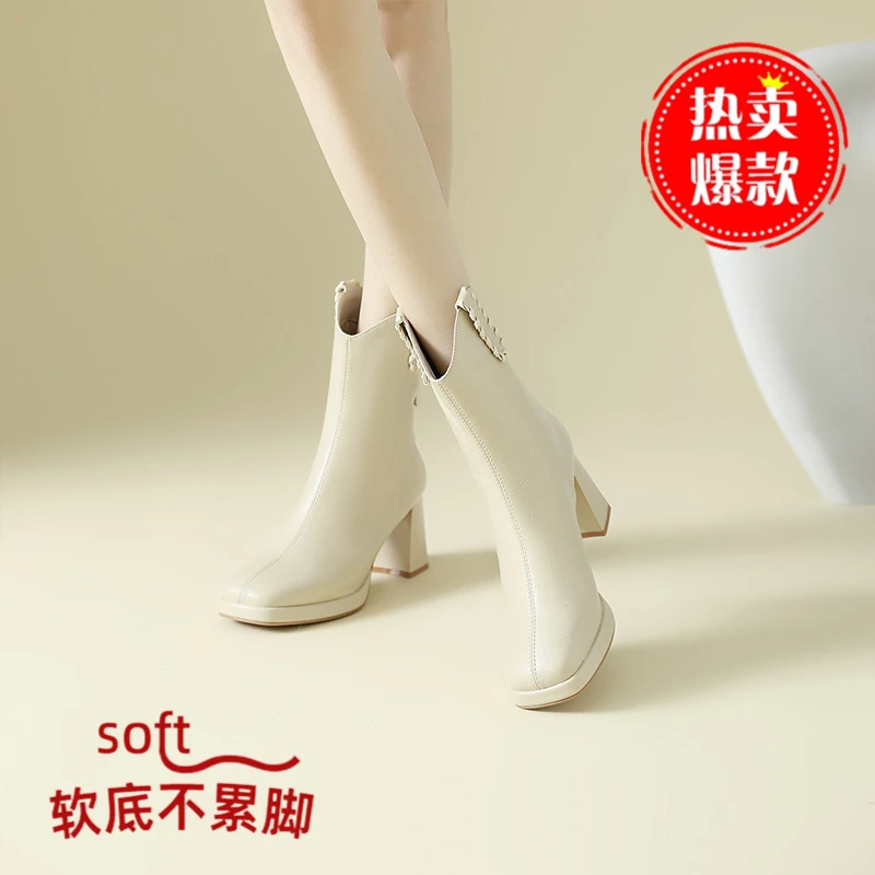 达芙妮时尚高跟短靴女2025新款秋季英伦风马丁靴女巨好看时装靴子