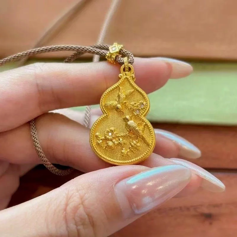 吊坠足银 足银吊坠   【古法手工錾刻喜鹊登梅吊坠9070】