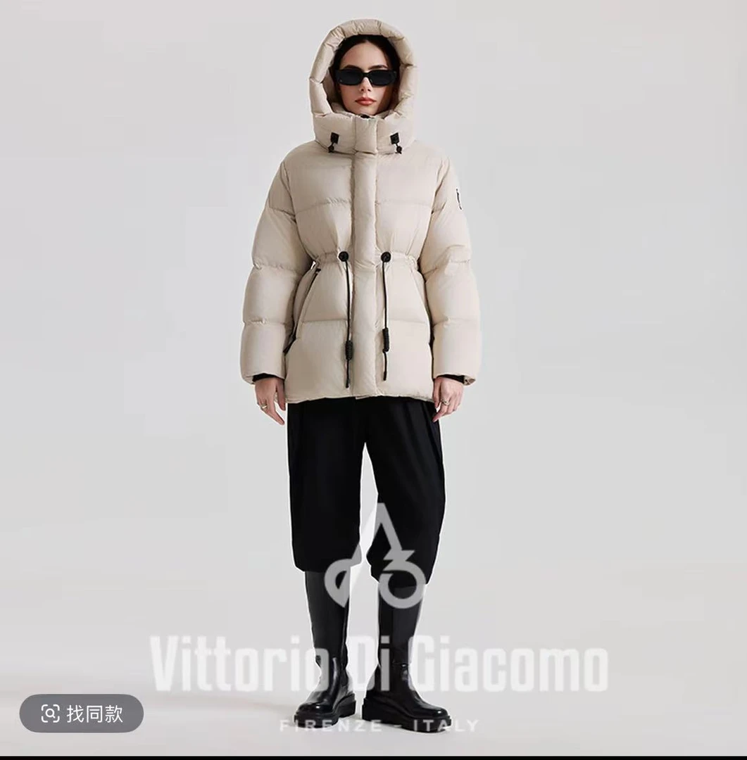 A194-咖色-设计师款-常规款款羽绒服白鸭绒百搭时尚立领韩版外套