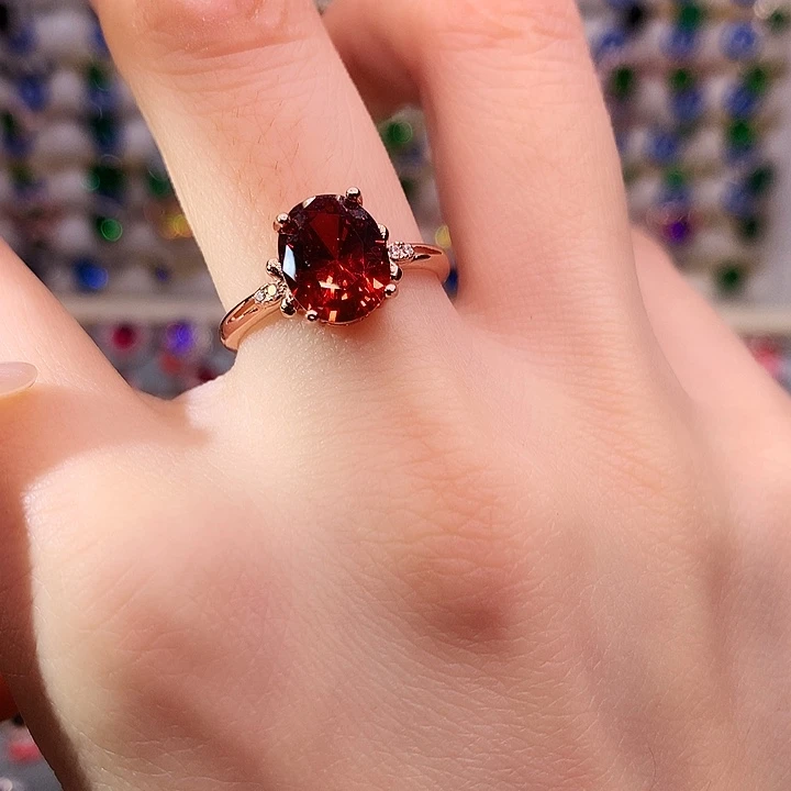 石榴石戒指银S925镶嵌