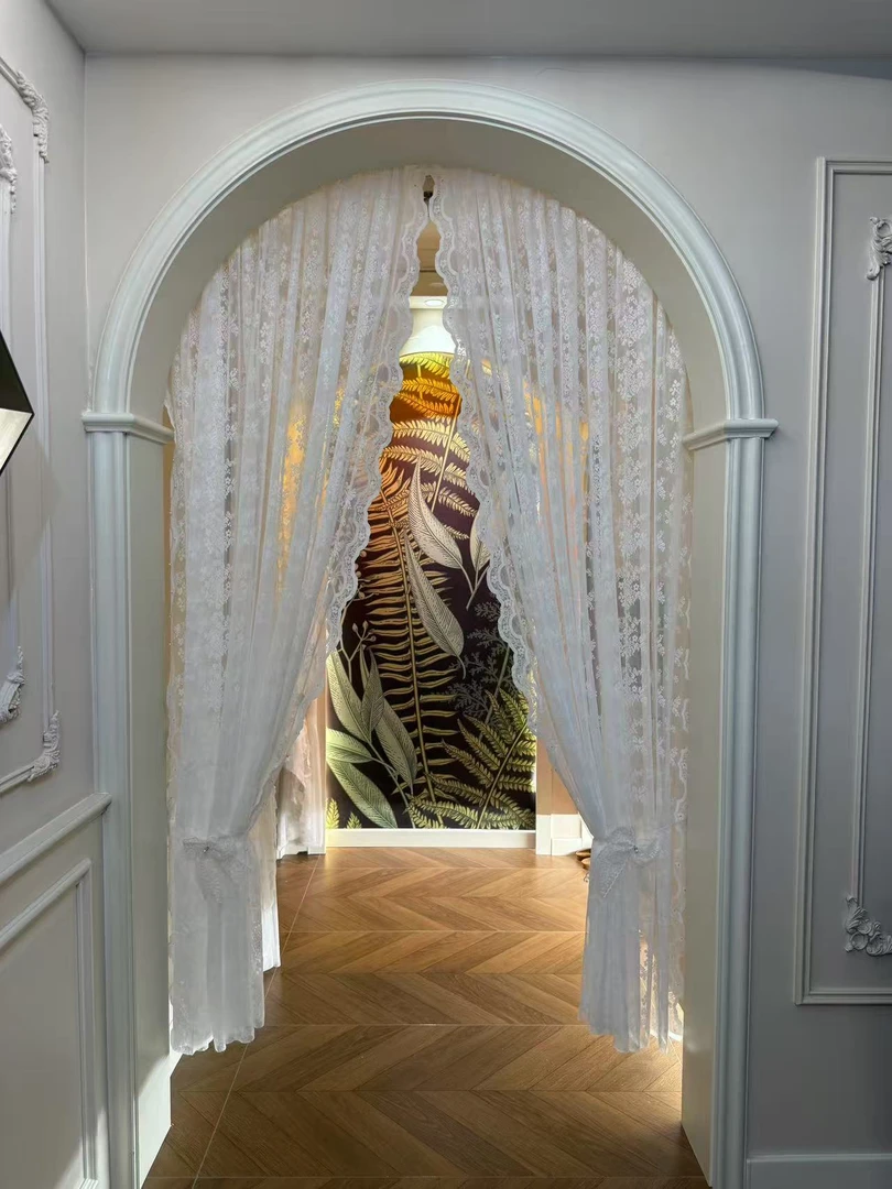 【窗帘打孔创意防蚊蕾丝白色客厅酒店时尚欧式法式服装店门帘隔断