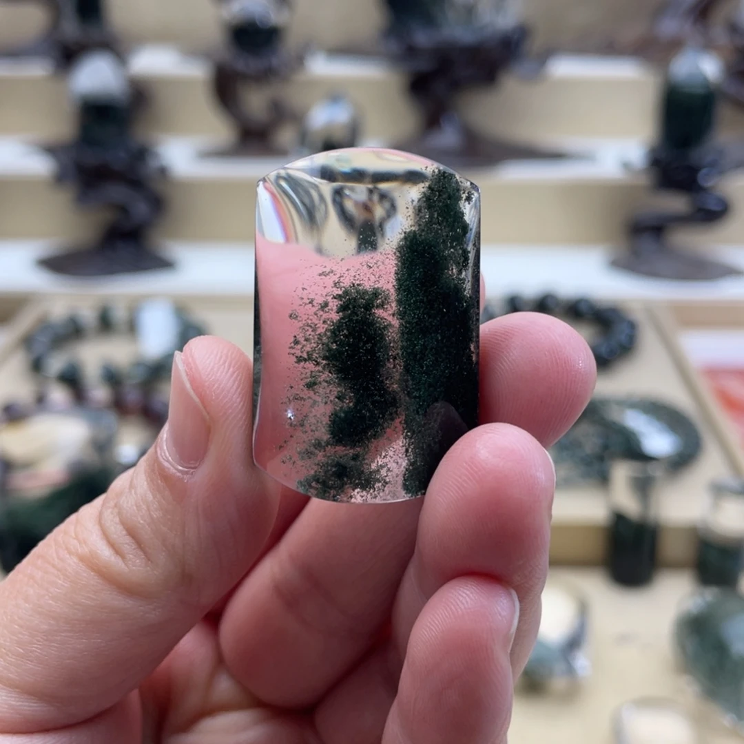 水晶颈饰未镶嵌绿幽灵吊坠打孔定制不退换