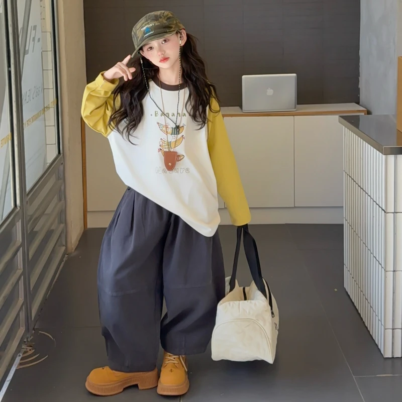 女童套装秋装洋气韩版儿童卫衣休闲阔腿两件套宽松时尚春秋季大童