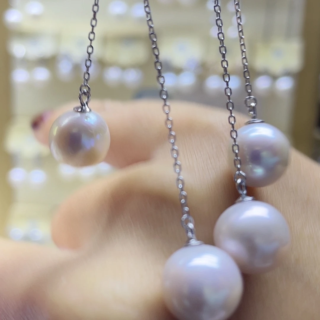 淡水珍珠耳饰银S925镶嵌