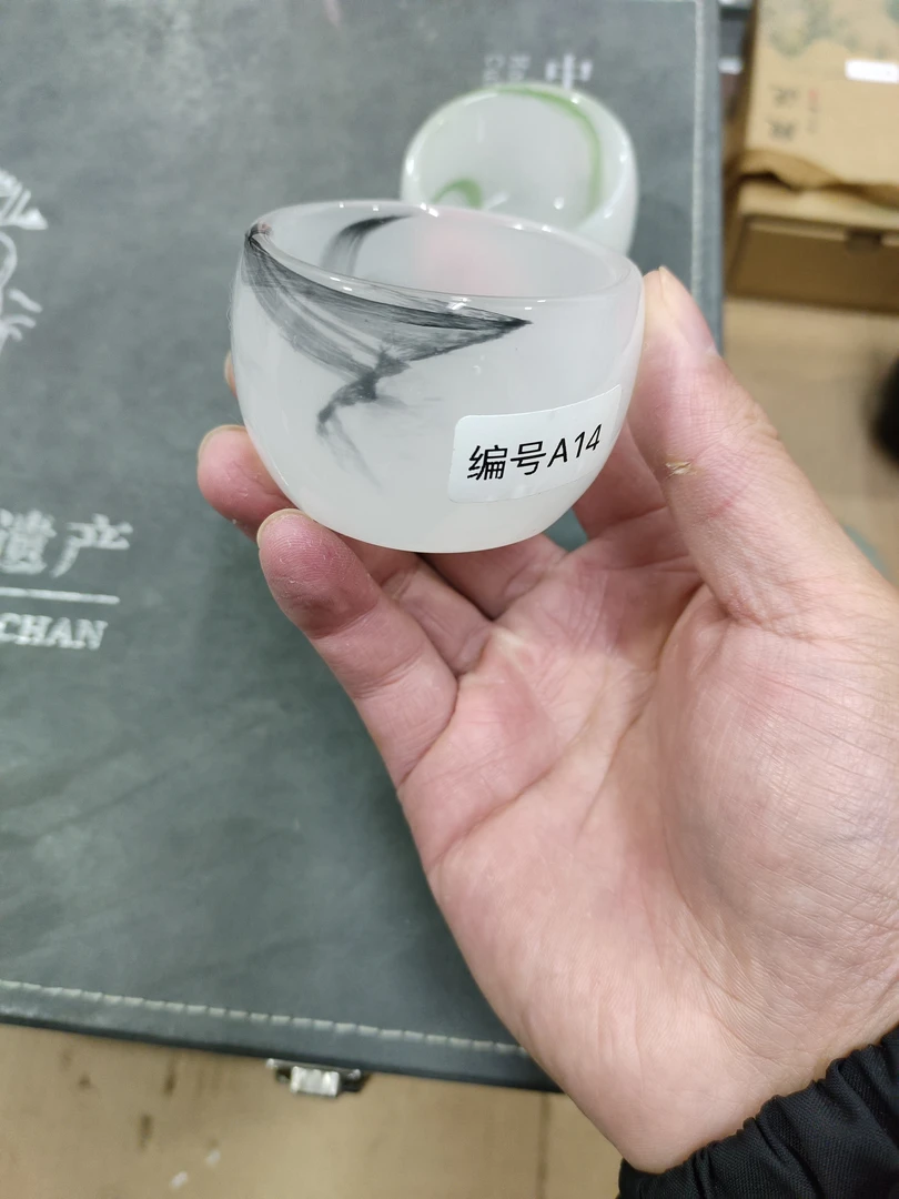 古法琉璃茶杯水墨设计功夫茶具家用办公室礼品13(中控)