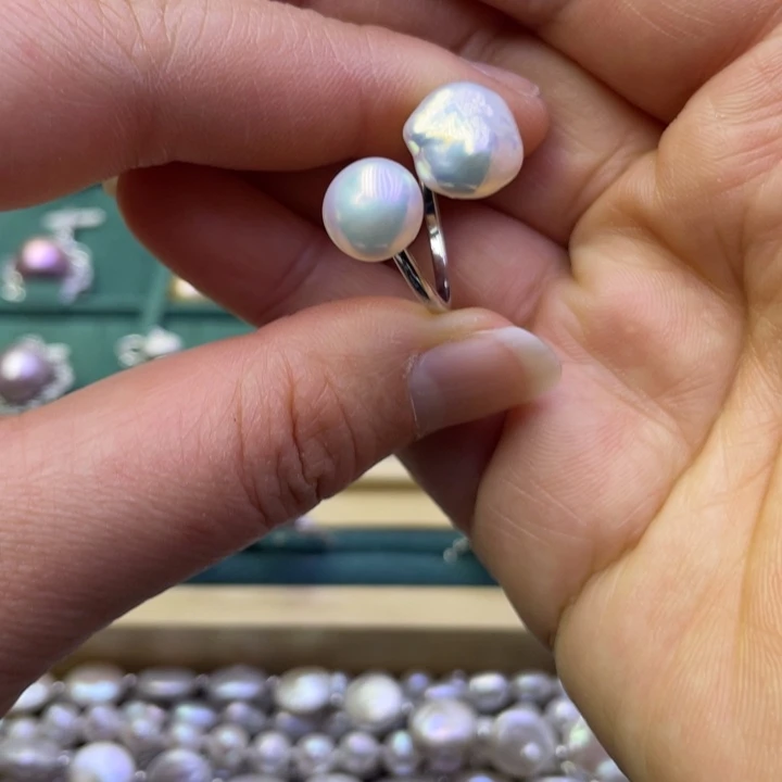 淡水珍珠戒指银S925镶嵌