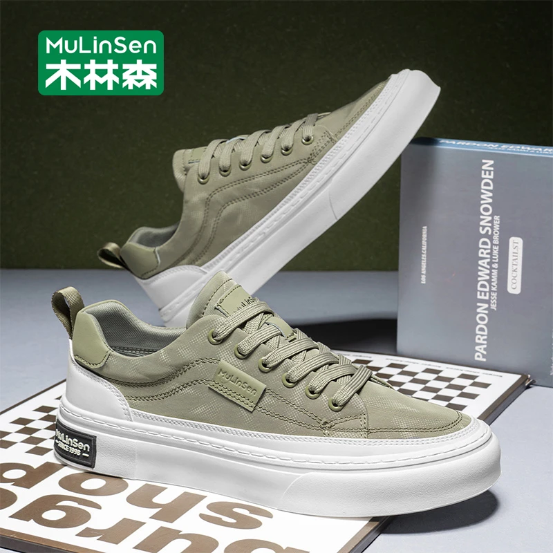 木林森帆布鞋男2025年新款夏季透气休闲板鞋薄款运动软底工作男鞋