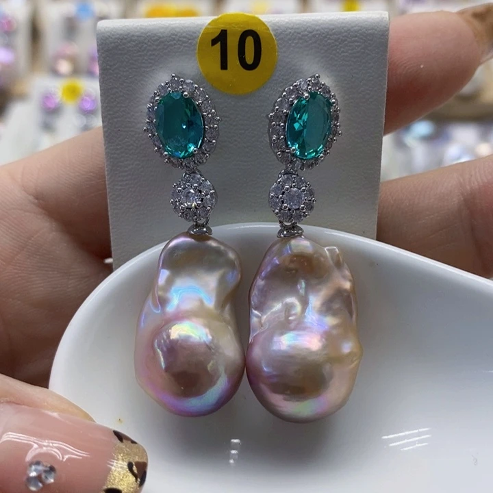 银S925镶嵌耳饰淡水珍珠