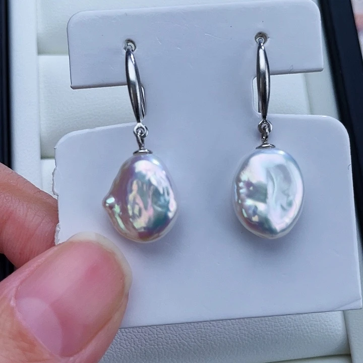 银S925镶嵌耳坠淡水珍珠开播福利就一对50炫彩碎银子耳坠