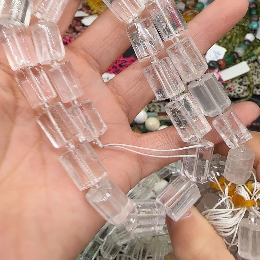 玛瑙/玉髓合金珠宝半成品老矿白水晶9mm一条