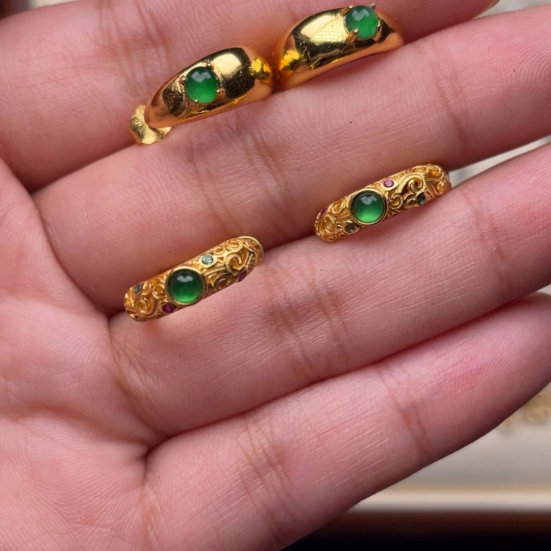 f***g翡翠银S925镶嵌耳饰1