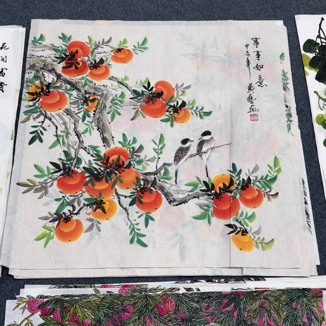 国画尺寸70X70手绘作品