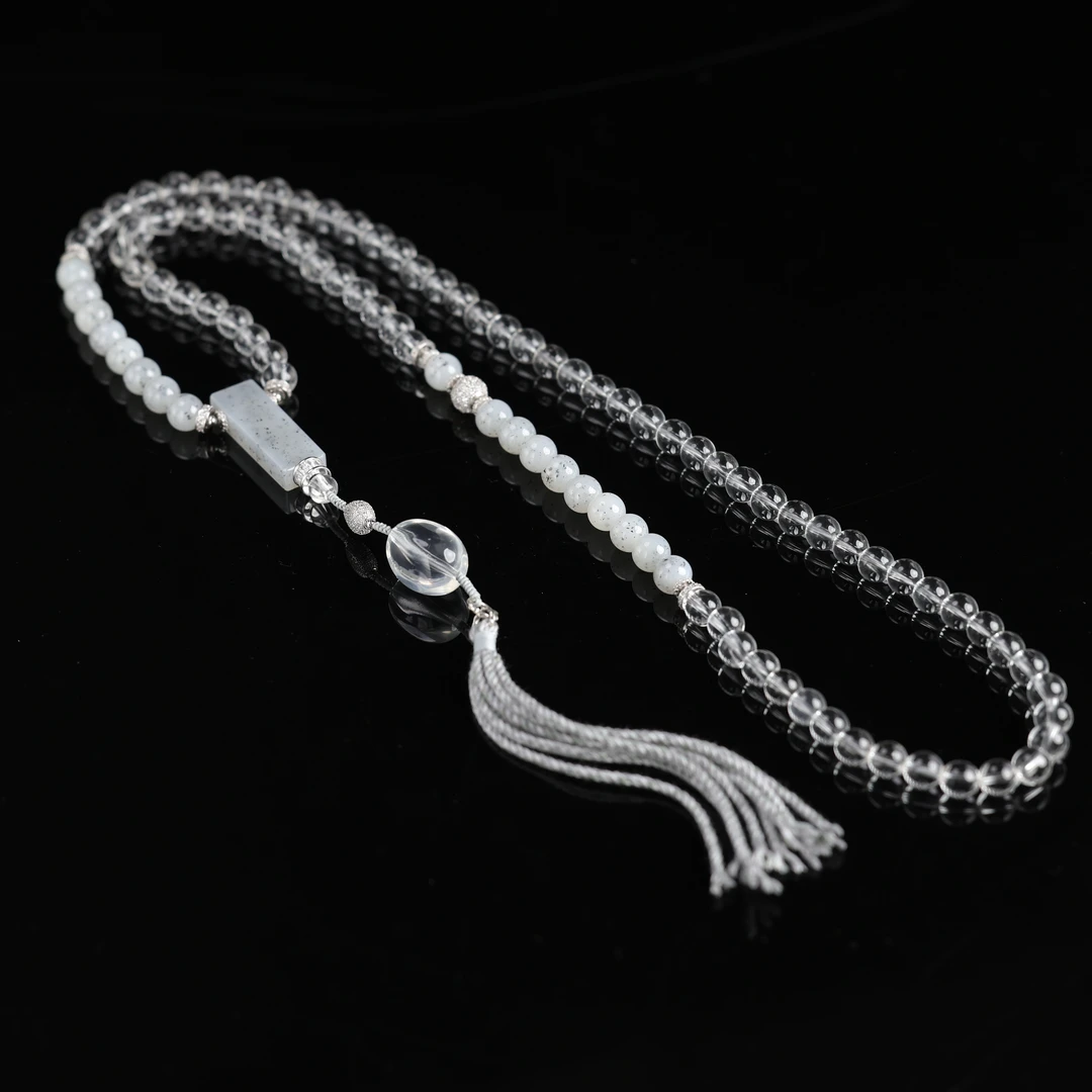 本真 | 浮荣 | 严选精品和田玉高色点墨高段位白水晶7mm项链