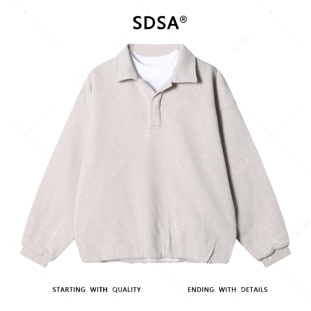 SDSA男士秋冬新款痞帅男装复古撞色翻领假两件卫衣百搭宽松上衣