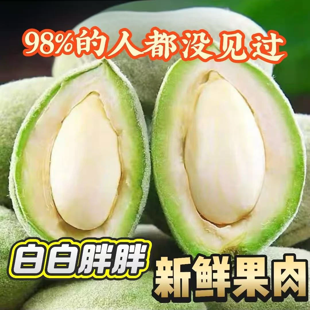 新疆新鲜现摘鲜巴旦木应季水果原味带青皮鲜果2斤巴旦木新鲜