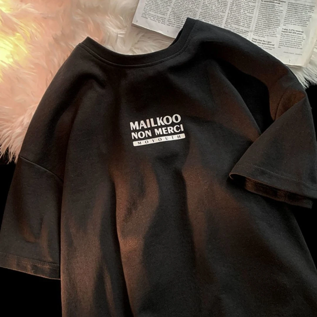 100%纯棉300克重磅美式高街个性短袖T恤男夏百搭时尚潮牌宽松上衣