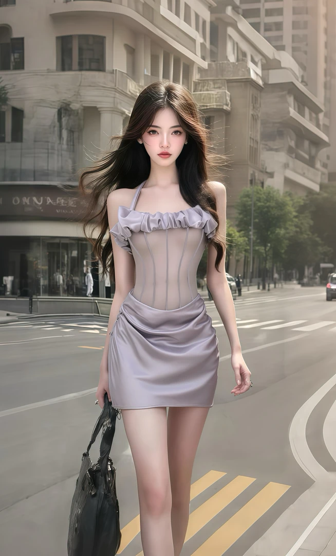 夏季新款2025性感辣妹风 一字肩挂脖收腰连衣裙女小众时尚高级感