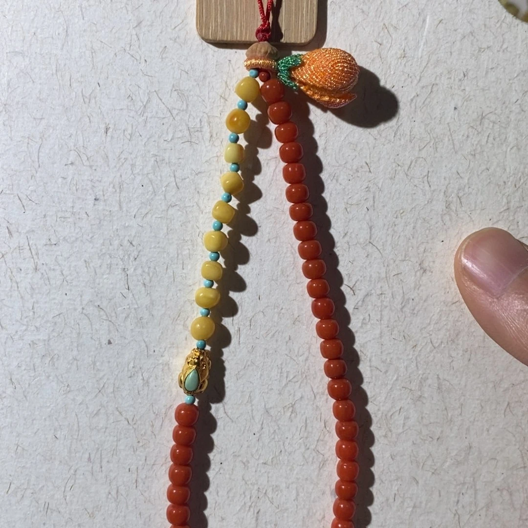 琥珀未镶嵌颈饰蜜蜡编织挂链