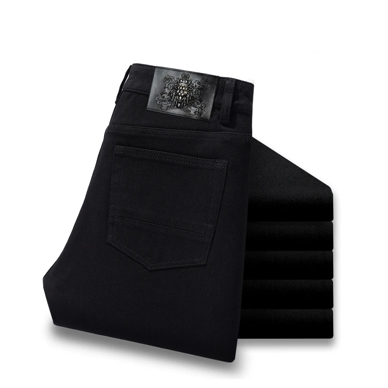 【狮子王大黑牛】男士黑色牛仔裤四面弹商务小直筒春秋冬三季可穿