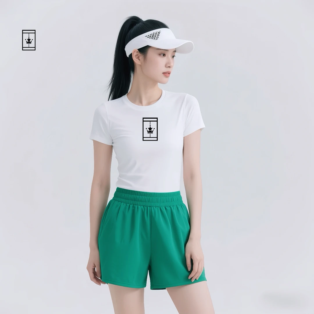 布士达黑色网球场logo速干短袖（女款）