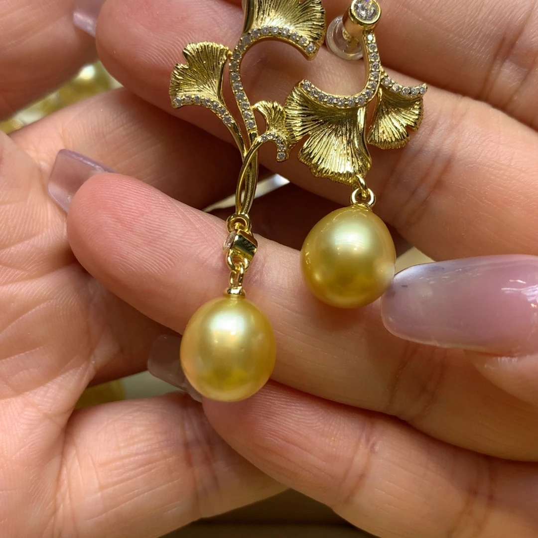 银S925镶嵌耳饰海水珍珠