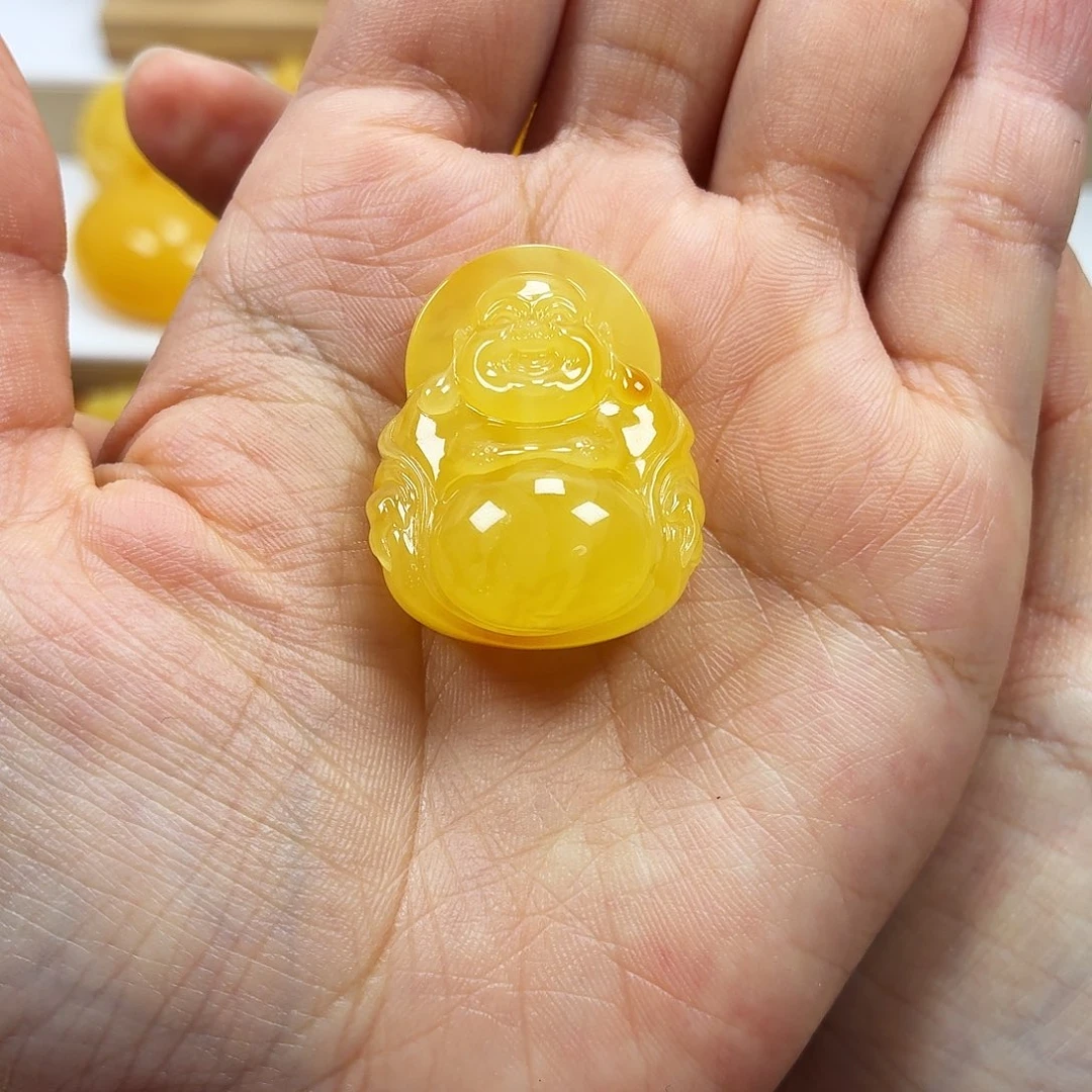 蜜蜡未镶嵌颈饰焦皮妖花佛公