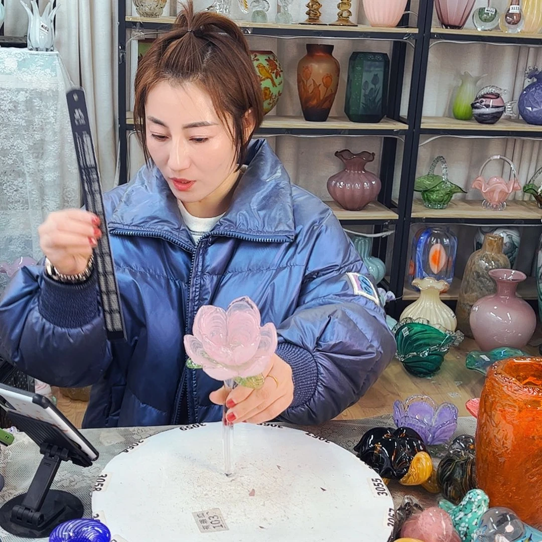 瑕荷花 福利家悦琉璃工艺品断杆