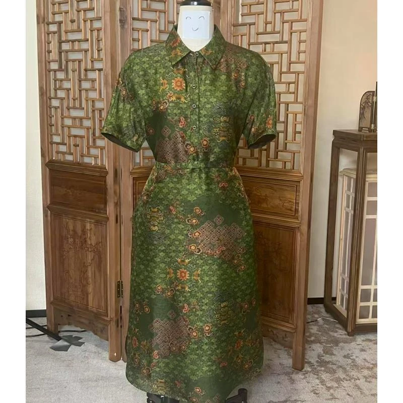 A0203气质减龄女裙显瘦高贵香云纱新中式连衣裙