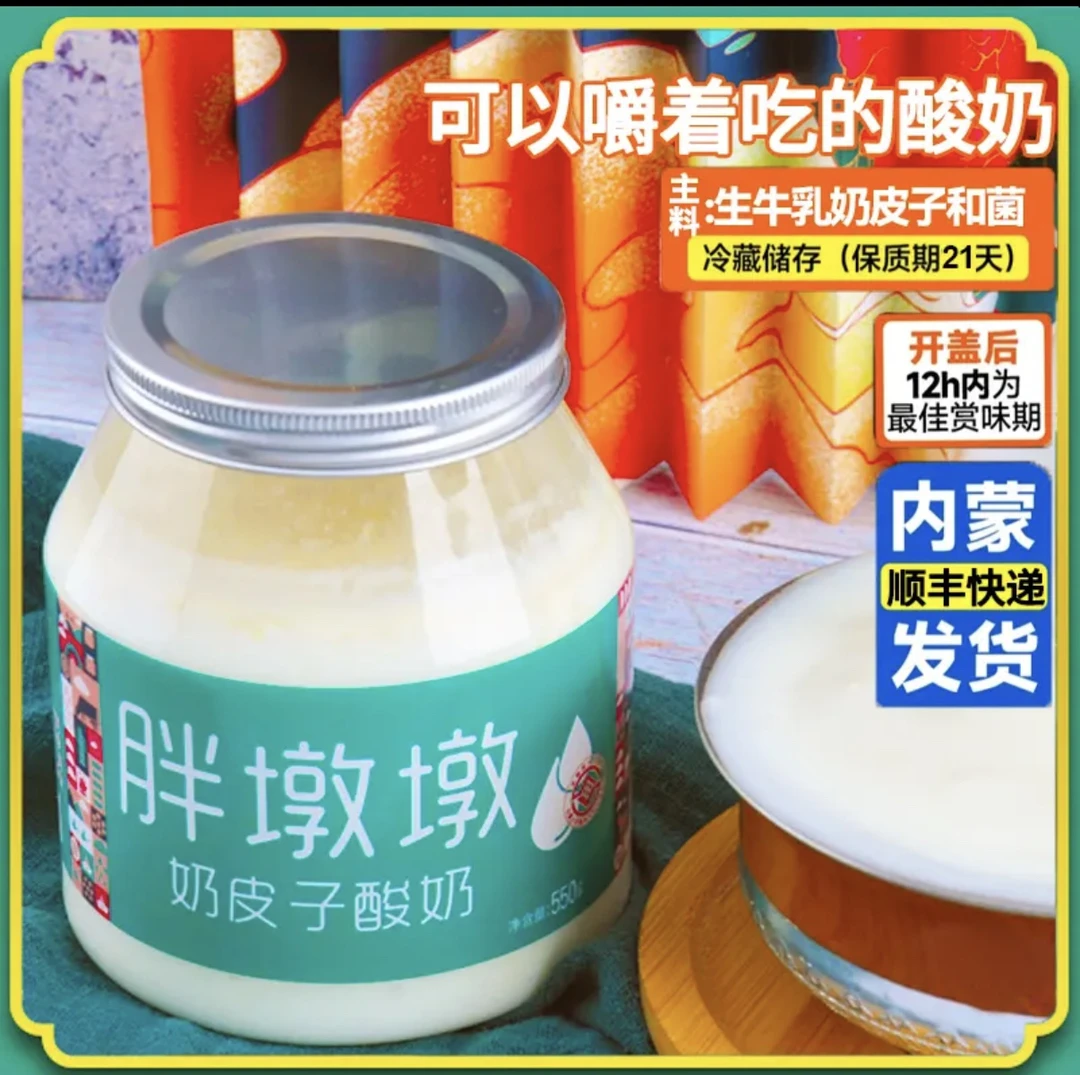 胖墩墩 内蒙古奶皮子酸奶 非冷萃干噎酸奶 大桶老酸奶 顺丰发货