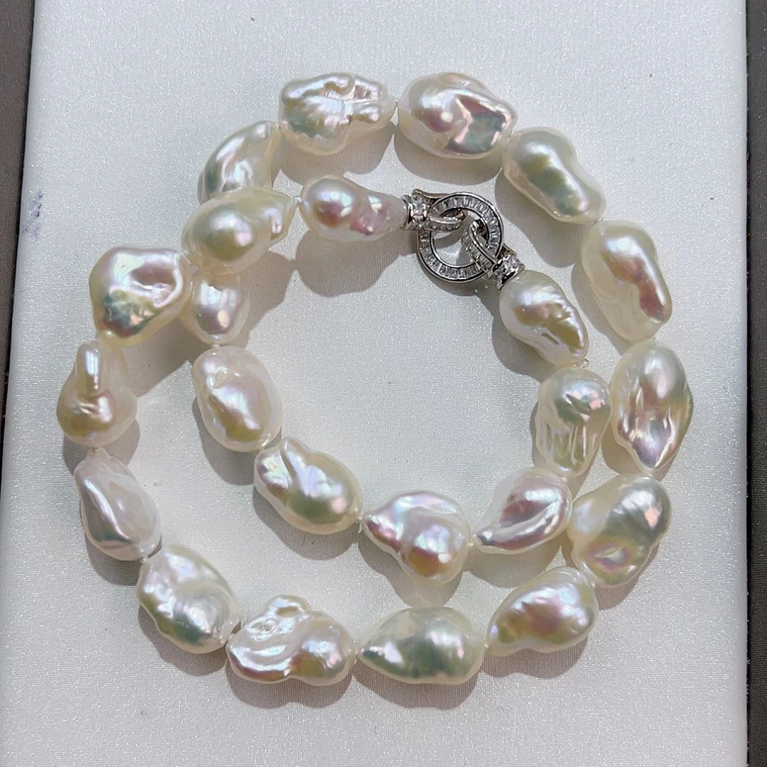 淡水珍珠银S925镶嵌项链