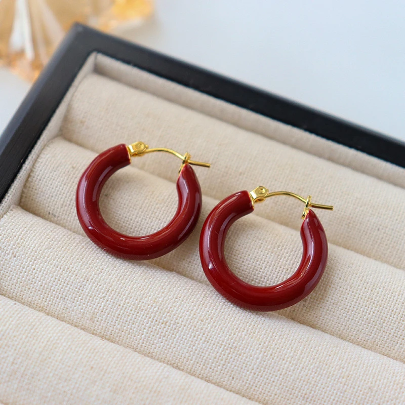 铜合金珐琅耳饰 1008【红圈圈】新中式国潮古风耳饰耳环耳钉