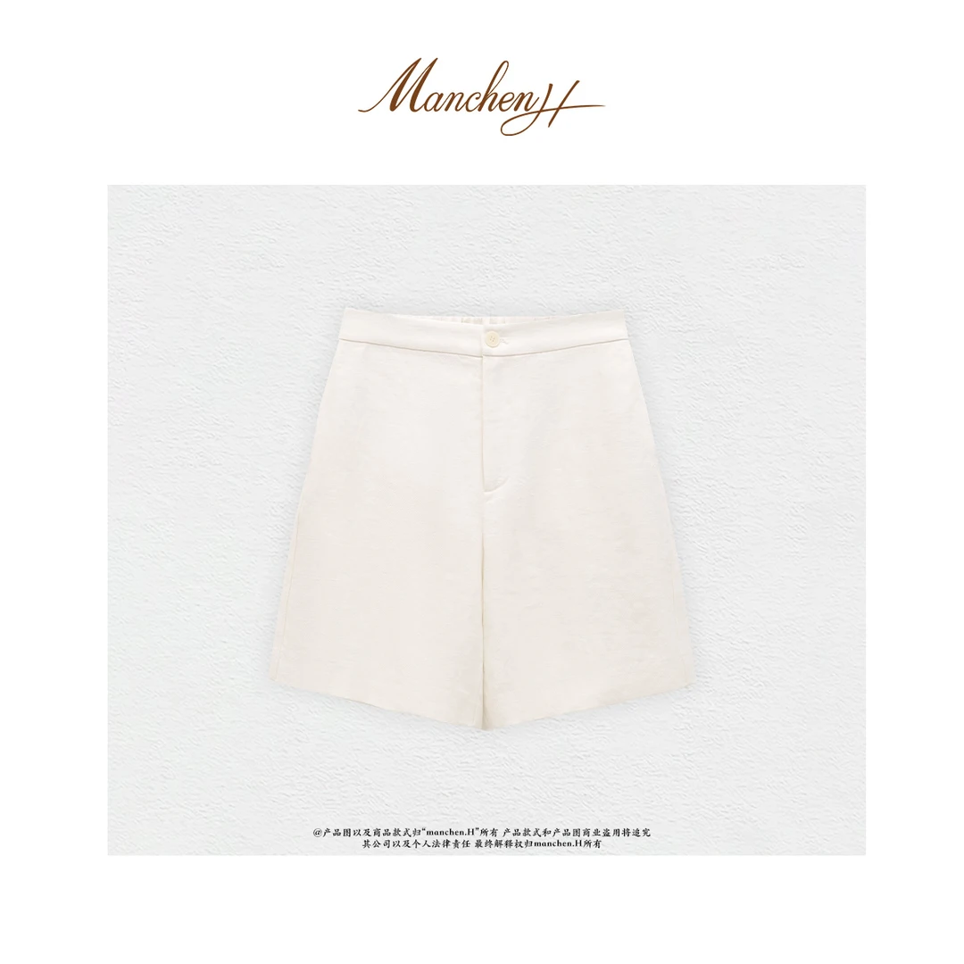 Manchenh“高定百慕大”意大利进口香~家原面料重磅斜纹亚麻短裤