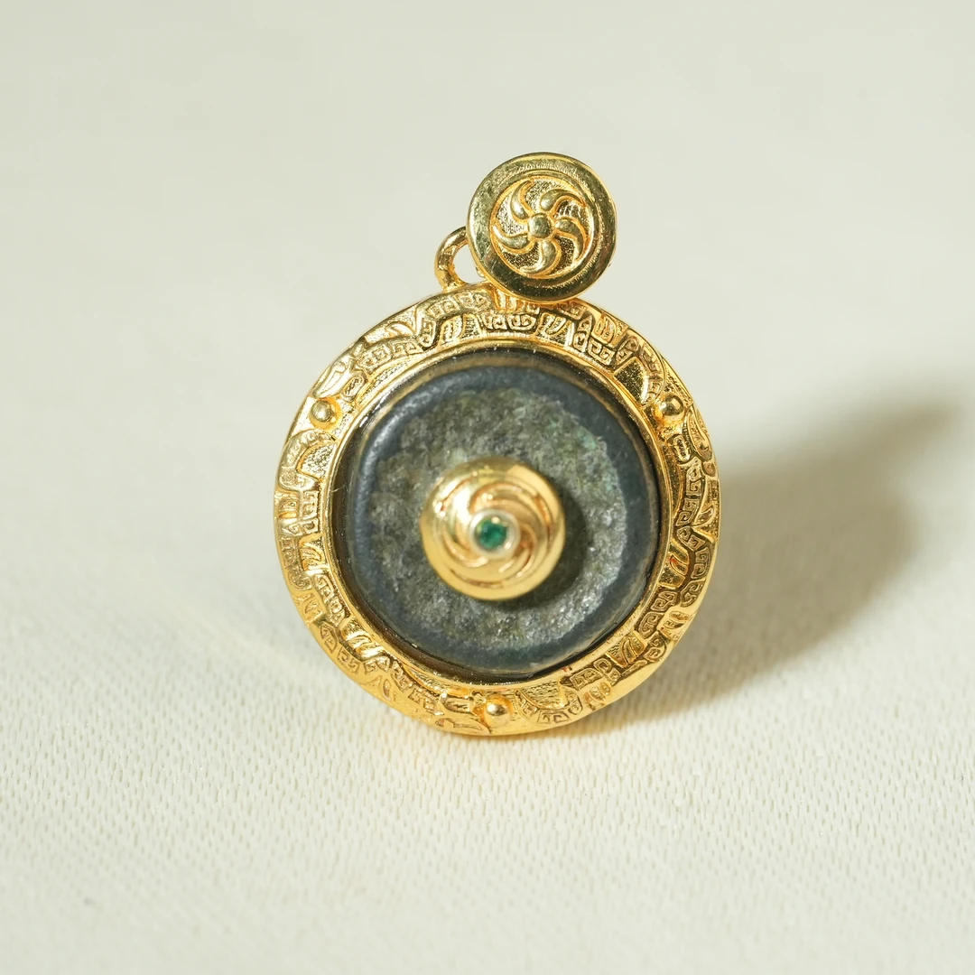 明早期银鎏金吊坠（银鎏金后镶嵌）【古珠精选】AAXXY2501143009