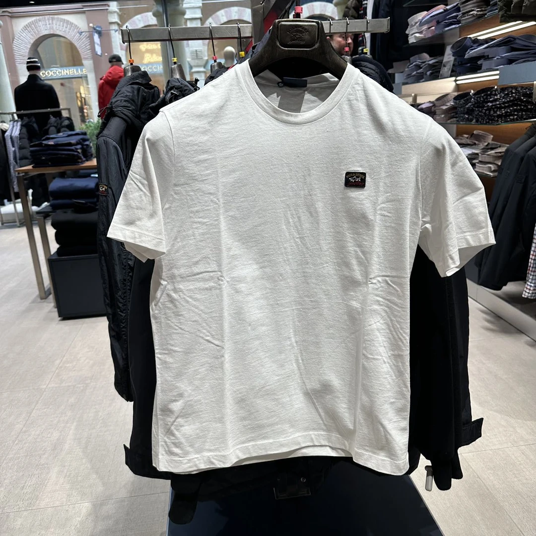 意鲨 不可退换 白色带logo简约男士短袖T恤