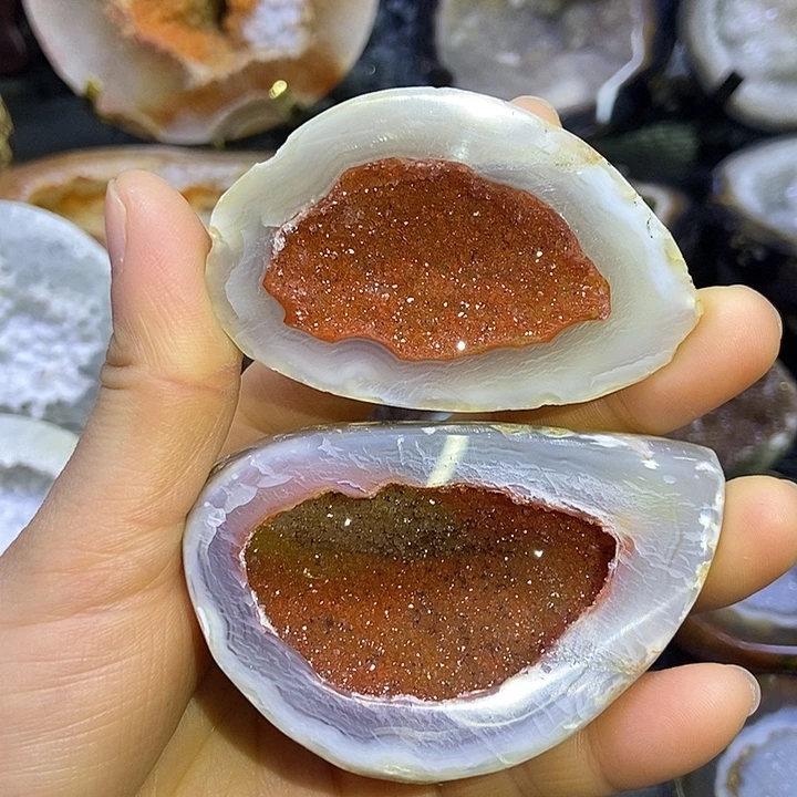 水晶未镶嵌珠宝半成品橙红盆