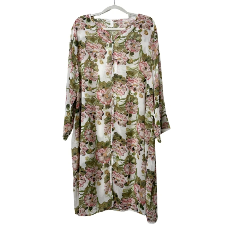 粉花长上衣通勤风V领百搭款小众显瘦休闲宽松气质设计感套衫