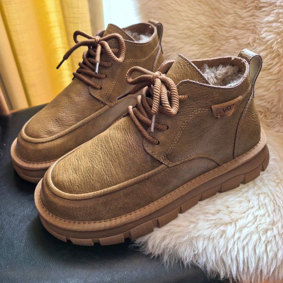 保暖系带鞋子马丁靴时尚雪地靴加绒防滑雪地靴休闲大棉鞋VMT25A2