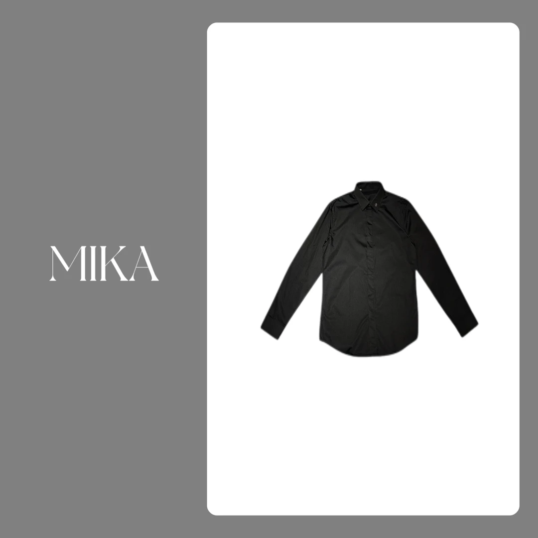 25SS纯色黑白衣领蜜蜂开衫长袖休闲百搭衬衣227